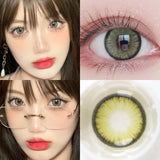 Popxstar 1Pair Green Colour Contacts Lenses Natural Blue Gray Eye Myopia Lenses Beauty Pupil Brown Lenses Makeup