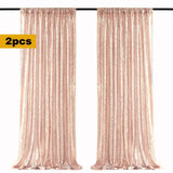 Popxstar 2x8ft Sparkly Sequin Backdrop Curtain Rose Gold Glitter Backdrop Curtains for Wedding Birthday Christmas Baby Shower Party Decor