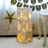 Popxstar Eid Mubarak Transparent Box Letter Balloons Box Ramadan Kareem Decor Balloon Party Decoration Muslim Islamic Balloon Accessories