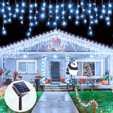 Popxstar shop party pieces Solar Curtain Icicle Lights Outdoor Eaves Decoration Lights 8 Lighting Modes Wedding Christmas Party Garden Fairy Lights String