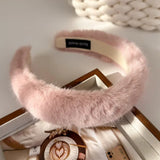 Popxstar Winter New Thick Plush Headbands Furry Wide Hair Band For Woman Temperament Elegant Hair Hoop Female Fashion Hair Accessories