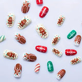 Popxstar 24pcs Christmas False Nail Long Ballet Nail Extension Full Cover Manicure Gingerbread Man Wearable Press On Fake Nail Nail Decor