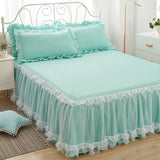 Popxstar 1pcs Elegant Princess Bed Skirt Non-slip Mattress Cover Ruffled Lace Bed Skirt Bedsheet Protector Bedspread No Pillowcase