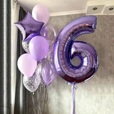 Popxstar Boy Girl Birthday Balloons 32inch Purple Number baloon 1 2 3rd Birthday Party Decoration Kids anniversaire 9/1/3 years old