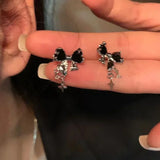 Popxstar Korean Bowknot Zircon Stud Earrings for Women Trendy Cute Pink Crystal Earrings Personality Y2k Earring Girl Party Jewelry Gifts