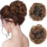 Popxstar Claw Clip Messy Bun Hairpiece 1pc Curly Messy Hair Bun Clip in Claw Chignon Ponytail Hairpieces Synthetic Hair Bun Scrunchies