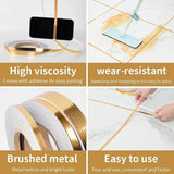 Popxstar 50M Brushed Gold Silver Floor Edging Waterproof Seam Wall Stickers Wall Gap Ceiling Home Decoration Self-adhesive Tile Tape