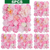 Popxstar 6PCS Artificial Flowers Roses Wall Panel 3D Flower Backdrop for Wall Party Wedding Bridal Shower Outdoor Decoration