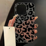 Popxstar INS Black Leopard Print Phone Case For iPhone 15 13 11 12 14 16 Pro Max 13 12 Mini 15 16 Plus Soft Shockproof Bumper Cover Funda