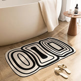 Popxstar Anti-slip Bathroom Carpet Absorbent Diatom Mud Floor Mat Shower Mats Black White Zebra Pattern Home Decoration Rug for Toilet