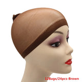 Popxstar 1/6/12bags Ventilated Nylon Mesh Nude Stocking Wig Cap Hairnets Stretchy Close End Super Extra Thin Skin Breathable Wig Cap