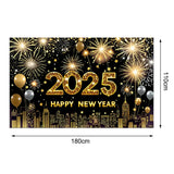 Popxstar 2025 Happy New Year Backdrops for Christmas Photography Decor Background Fireworks Celebrate Party Family Poster Photo Studio