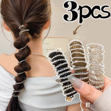 Popxstar 1/3Pcs Rhinestone Telephone Line Hair Loop Women Crystal Ponytail High Elastic Hairbands Girls Resin Hair Ties Hair Accessories