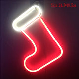 Popxstar Christmas Gift Box Led Neon Sign Wall Light Santa Claus Coming Bedroom Kids Living Room Bar Party Wedding Decoration Night Lamp