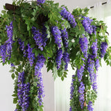 Popxstar spring decor 200cm Fake Ivy Wisteria Flowers Artificial Plant Vine Garland for Room Garden Decorations Wedding Arch Baby Shower Floral Decor