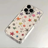 Popxstar Cartoon Stylish Colorful Stars Cute Phone Case For iPhone 16 15 14 13 12 11 Pro Max X XR XS MAX 7 8 Plus Mini Y2k Girl Cover