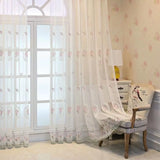 Popxstar Embroidery Sheer Tulle Curtains for Living Room Transparent White Voile Sheer Curtain Window Drape Custom Size