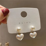 Popxstar Imitation Pearl Earrings For Women Heart Round Stud Earrings Elegant Love Ear Stud Party Wedding Jewelry Valantine Day Gifts