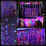 Popxstar NEW Christmas Decorations Lights Solar Icicle Curtain Lights 8 Modes Outdoor Waterproof Garden Party New Year Decoration