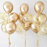 Popxstar 20pcs Champagne Rose Gold Confetti Latex Balloons Birthday Party Decorations Kids Adult Girl Boy Baby Shower Wedding Supplies