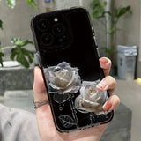 Popxstar Rose Flower Phone Case For iPhone 14 Pro Case for iPhone 11 16 Pro 13 12 15 Pro Max XR XS X 7 8 SE Soft Shockproof Clear Cover