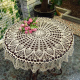 Popxstar Round Handmade Crochet Openwork Tablecloth Cotton Lace Mat Placemat Vintage Tablecloth Home Decoration 70/80/90cm