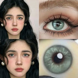 Popxstar 1Pair Green Colour Contacts Lenses Natural Blue Gray Eye Myopia Lenses Beauty Pupil Brown Lenses Makeup