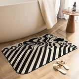 Popxstar Anti-slip Bathroom Carpet Absorbent Diatom Mud Floor Mat Shower Mats Black White Zebra Pattern Home Decoration Rug for Toilet