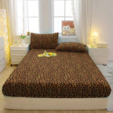 Popxstar Simple Modern Leopard Print Printed Matte Fitted Sheet, Bedroom Printed Bed Cover, Bedding (Excluding Pillowcases)