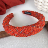 Popxstar Red Knitting Wool Headband for Women Girl Wide Side Sponge Hair Hoop Christmas Decorate Hair Band New Year Hair Accessories