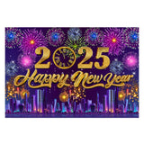 Popxstar 2025 Happy New Year Backdrops for Christmas Photography Decor Background Fireworks Celebrate Party Family Poster Photo Studio