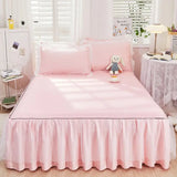 Popxstar 1pcs Princess Bed Skirt Ruffled Lace Bed Skirt Non-slip Mattress Cover Solid Color Bedsheet Protector Bedspread No Pillowcase