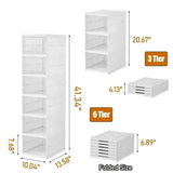 Popxstar 1pc 6 Layers Shoes Box Foldable Transparent Sneaker Shoe Storage Organizers Box Stackable Dustproof Thickening Cabinet Shoe Rack