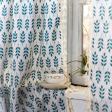 Popxstar Leaves Semi Sheer Curtains with Tassels, 55% Linen 45% Cotton Window Curtains, Green Leaf Curtain, Living Room Decors