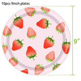 Popxstar Strawberry party disposable Tableware Paper cups plates Kids girls Birthday Supplies baby shower Strawberry Party Decor balloons