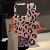 Popxstar INS Black Leopard Print Phone Case For iPhone 15 13 11 12 14 16 Pro Max 13 12 Mini 15 16 Plus Soft Shockproof Bumper Cover Funda