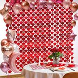 Popxstar 1X2M Red Heart Rain Tinsel Curtain Valentines Day Wedding Decoration Birthday Party Supplies Background Hanging Garland Decor