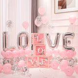 Popxstar 1Set Transparent Letter Balloon Box Letter Love Red Foil Balloons Happy Valentine’s Day Wedding Room Party Decorations