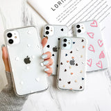 Popxstar Clear Phone Case For iPhone 16 Pro Case iPhone 15 13 11 12 14 Pro Max 12 13 Mini XR X XS 7 8 Plus SE Shockproof Love Heart Cover