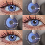 Popxstar 2PCS Colored Contact Lenses Prescription Myopia Degree -0.00 to -8.00 Green Lens Blue Beauty Pupil Makeup