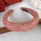 Popxstar Red Knitting Wool Headband for Women Girl Wide Side Sponge Hair Hoop Christmas Decorate Hair Band New Year Hair Accessories