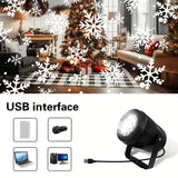 Popxstar USB Powered Christmas Snowflake Projector Light Rotating Snowfall Projection Lamp for Christmas Halloween & Easter Party Decor