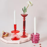 Popxstar Floriddle Creative Red Glass Taper Candle Holder Christmas Gift Wedding Table Decoration Home Decoration DryFlower Vase