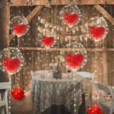 Popxstar Led Luminous String Lights, Transparent Wave Balloon, Red Heart-Shaped Balloon Suitable for Valentine's Day, Wedding, Confession, Birthday Party, Luminous Party, Bridal Shower, Christmas, Halloween, Party Decorations