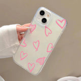 Popxstar Love Heart Phone Case For iPhone 13 Case for iPhone 11 15 16 12 14 Pro Max Mini Shockproof Translucent Clear Cover Soft Funda