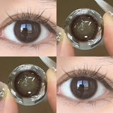 Popxstar 2PCS Korea Colored Contact Lenses Myopia Degree -0.00 to -8.00 Gray Eyes Beauty Pupil Brown Makeup Lens