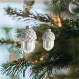 Popxstar Acorns Glass Christmas Tree Ornaments Decorations Silver Decorative Acorns Christmas Pendant Decoration New Year Home Novel