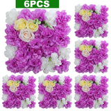 Popxstar 6PCS Artificial Flowers Roses Wall Panel 3D Flower Backdrop for Wall Party Wedding Bridal Shower Outdoor Decoration