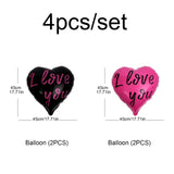 Popxstar 2/4/10/20Pcs 18Inch Love Heart Aluminum Balloon I Love You Rose Red Black Valentine's Day Confession Party Decoration Balloon