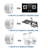 Popxstar Waterproof Transparent PVC Self-adhesive Tape Bathroom Wall Tapes Toilets Strips Sink Edge and Bathroom Kitchen Sealing Strips